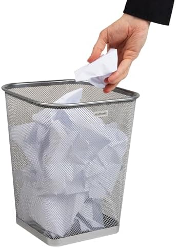 Mind Reader Mesh Trash Can, Square Wastebasket for Office or Home, 5 Gallon Capacity, Metal Mesh, Set of 2, Silver - Image 6