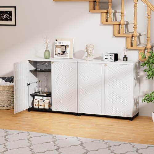 Mrosaa Outdoor/Indoor Storage Box,Resin and Plastic Storage Cabinet Waterproof,Outdoor Cabinet for Patio/Garden/Balcony/Backyard/All Room(with 3 Shelves)-White - Image 6