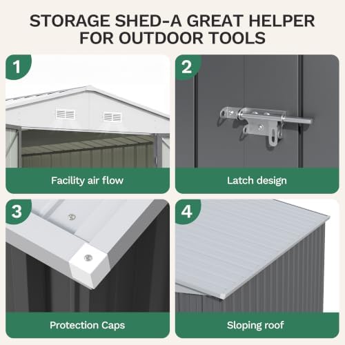 Patiowell 10x14 FT Outdoor Storage Shed, Grey - Image 5