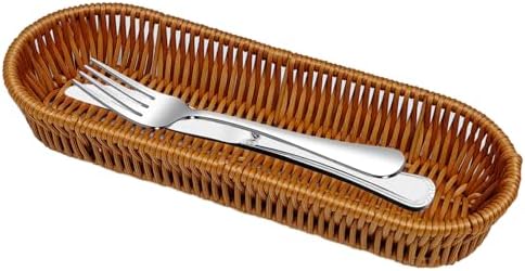 Silverware Organizer Basket, Outdoor Dining Cutlery Baskets, Small Wicker Bread Cracker Basket, Stackable Wicker Storage Baskets for Spoons Forks Knives Stationery (Oval) by Unknown