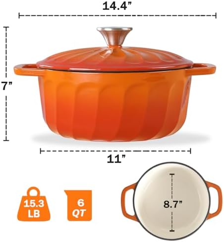Enameled Cast Iron Dutch Oven Pot with Lid, 6 QT Large Dutch Oven - Image 2