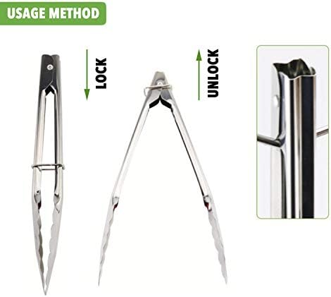 HINMAY 7-Inch Small Stainless Steel Serving Tongs, Set of 3 (Silver) - Image 4