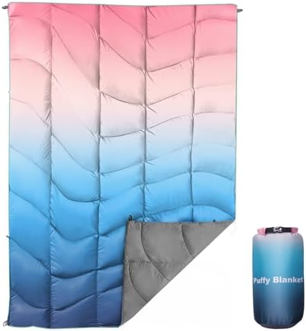 Outdoor Puffy Camping Blanket, Large Outdoor Blanket Waterproof, 55*79'' by GLORSIGN