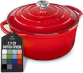 Zulay Kitchen 7.7 Quart Enameled Cast Iron Dutch Oven Pot with Lid – Premium Durability & Oven Safe up to 500°F – Heavy Duty Cookware Perfect for Bread Baking, Stews, Braising & Roasting – Ablaze Red by ZulayKitchen