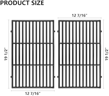 7524 Grill Grates Replacement for Weber Genesis 300 series,Genesis E310 E320 E330 S310 S320 S330 Gas Grill,19.5" x 12.9" Porcelain-Enameled Cast-Iron Cooking Grates for Weber Parts 7524 & 7528,2-Pack - Image 2