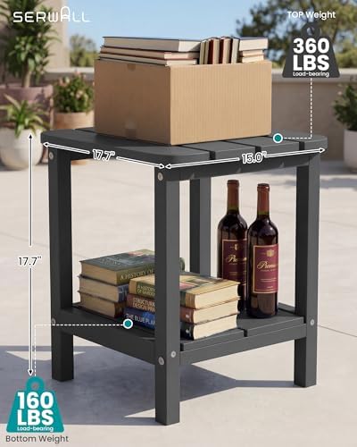 SERWALL Adirondack Table Outdoor Side Table- Gray - Image 3