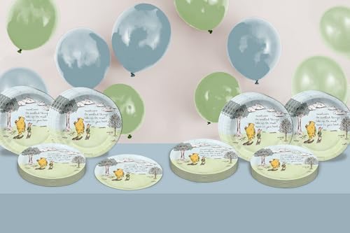 Birthday Galore Pooh Bear The Smallest Things Baby Shower - 32 Piece Disposable Party Supplies - Summer Baby Shower Decorations - Round Party Plates - Large 9" Paper Plates In Bulk - Image 6
