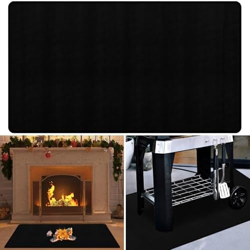 26x46inch Fireproof Hearth Mats for Fireplaces Fire Resistant Rectangle Fire Pit Mat,Fireproof Grill Pads,Under Grill Mat for Outdoor Charcoal, Smokers, Gas Grills, Deck and Patio Protective Mats by Svepndic