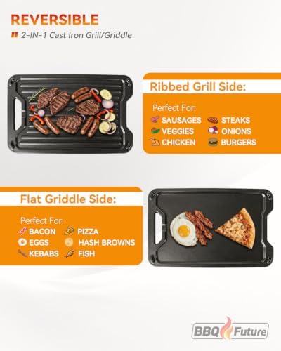 BAC609 Reversible Cast Iron Griddle for Traeger Grills, 18.2" x 11" - Image 4
