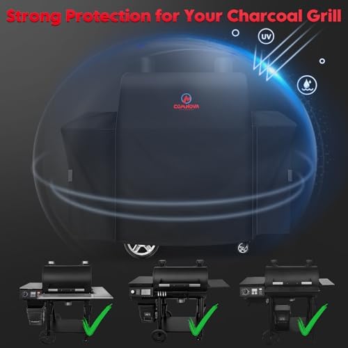 Grill Cover for Oklahoma Joe's Rider 900 & Rider DLX Grill - 600D Premium BBQ Cover Waterproof and Heavy Duty for Oklahoma Joe's Charcoal Offset Smoker, 55" L x 30" W x 49" H - Image 4
