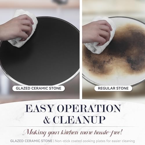 Baker's Friend Electric Pizza Oven Indoor Countertop, 12 Inch Maker Machine for Home, Cooker & Grill, Premium Glazed Ceramic Stone Oven, Pale Blue - Image 5
