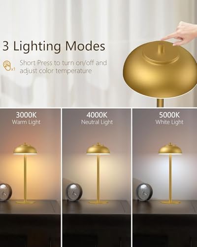 Cordless Table Lamps, Rechargeable LED Touch Lamp, Gold, 4 Pack - Image 3