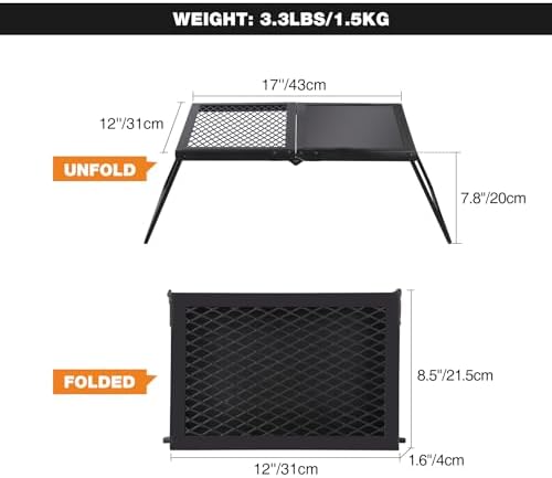 REDCAMP Folding Campfire Grill Heavy Duty Steel Grate, Portable Camp Fire Cooking Racks and Griddle for Outdoor Versatile Campfire Cooking - Image 2