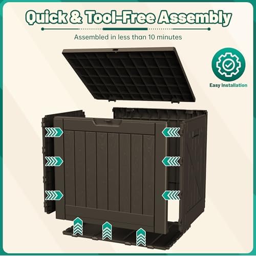 Devoko 40 Gallon Deck Box Lockable Outdoor Storage Box Waterproof for Patio - Image 5