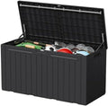 110 Gallon Deck Box Outdoor Indoor Waterproof Storage Box, Black by Acurax