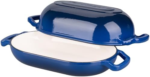 VORRINGARD Enameled Cast Iron Sourdough Bread Oven, Dutch Oven, Loaf Cast Iron Bread Pan for Homemade Bread Baking, Meatloaf Pan with Lid, 5QT, Blue - Image 5
