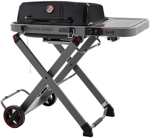 Feasto Portable Gas Grill with Foldable X-Frame Cart for Tailgating, Black by Idealforcook