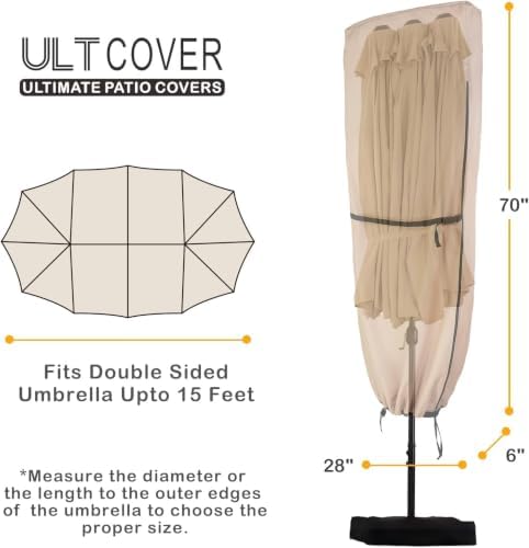 ULTCOVER Waterproof Patio Market Extra Large Umbrella Cover - Image 3