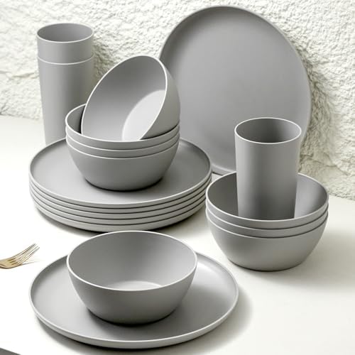 24pcs Matte Black Dinnerware Set, Plates Bowls & Cups, Unbreakable Dishes for 8, Reusable BPA‑Free Tableware, Dishwasher Safe for Kitchen Party Picnic Camping, Bonus Cutlery Set Included - Image 4