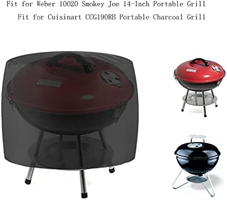 Waterproof Grill Cover for Cuisinart CCG190RB Portable Charcoal,Waterproof Grill Cover for Weber 10020 Smokey Joe 14-Inch Portable Grill Windproof Snow Dust Protection - Image 2