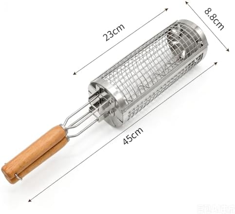 Rolling Grill Basket, 304 Stainless Steel Cylinder Grill Basket - Image 3