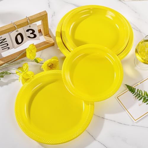 WELLIFE 7 Inch Yellow Plastic Plates 50 Count - Image 4