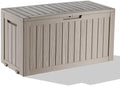 ROJIK Outdoor Storage Housing Deck Box - Waterproof Patio Furniture, Garden Tools, Cushions, Pool Accessories Storage Bench with Lockable Lid and Side Handles (Grey 78 Gal) by ROJIK