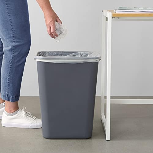 Amazon Basics Lightweight Rectangular Commercial Office Wastebasket, 10 Gallons, Grey - Image 7