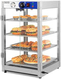 ROVSUN 4-Tier Commercial Food Warmer Pizza Warmer Countertop, Food Warmer Display with LED Lighting Removable Shelves Glass Door, Pretzel Warmer for Buffet Restaurant Cafe, 110V 800W by ROVSUN