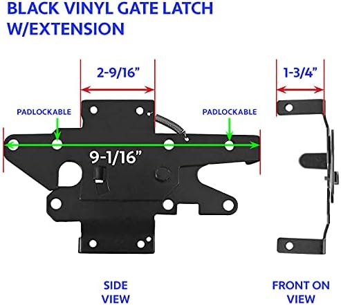 Jake Sales - Stainless Steel Extended Gate Latch Black (for Vinyl, Wood, PVC etc Fencing) Fence Gate Latch w/Mount Hardware - - Image 2