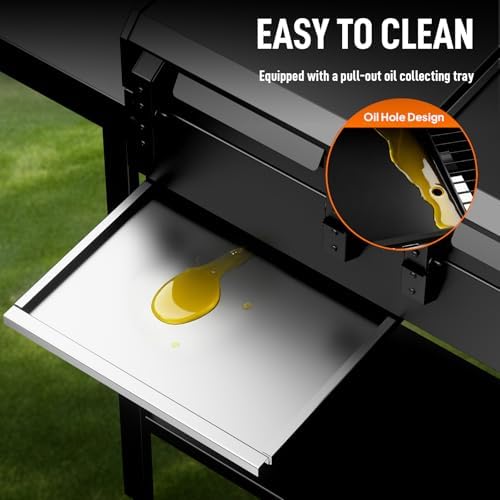 ROVSUN 2-in-1 Propane Gas Grill and Griddle Combo with Lid, 4 Burner Standing Flat Top Griddle & Grill with 40000BTU Output, Auto Ignition, Enamel Grate for Outdoor Backyard BBQ Cooking - Image 5