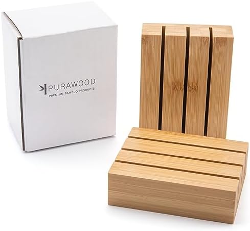 Purawood Premium Bamboo Knife Block Inserts, 2 Pack, Compatible with Expandable Drawer Organizer & Utensil Organizer, Cutlery Tray with Dividers for Kitchen Utensils & Flatware (Natural) - Image 4