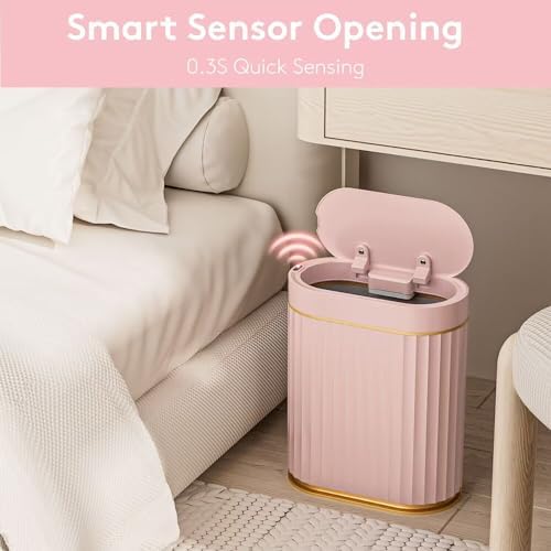 ELPHECO Sensor Trash Can with Lid, 2 Gallon, Bathroom Trash Bin, Pink Gold - Image 4