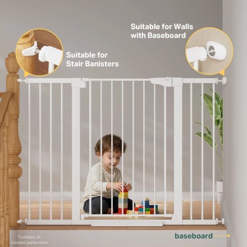 Cumbor 36 in Extra Tall Baby Gate for Stairs, 29.7-51.5 in Dog Gate White - Image 6