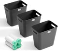 JOYMOOP Slim Trash Can 3-Pack, 2.2 Gallon Plastic Wastebasket for Bathroom, Bedroom, Office, Kitchen with 4 Rolls Bags, Black by JOYMOOP
