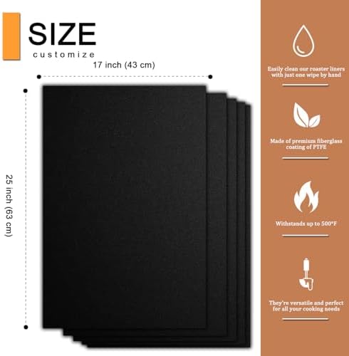 Oven Liners for Bottom of Oven - 5 Pack Large Heavy Duty Mats, 17”x25” Non-Stick Reusable Liner for Electric, Gas, Toaster Ovens, Grills - Kitchen Accessory to Keep Oven Clean (5, Black) - Image 3