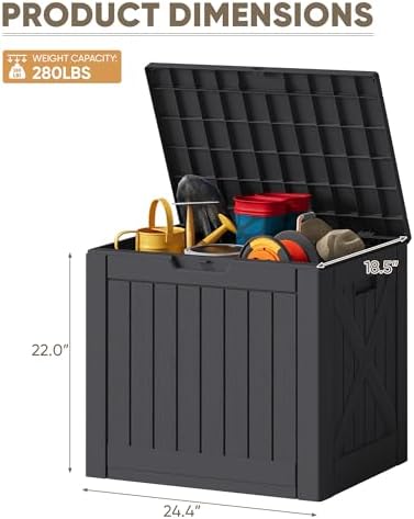 JUMMICO 42 Gallon Resin Deck Box Waterproof Outdoor Storage Box - Image 3