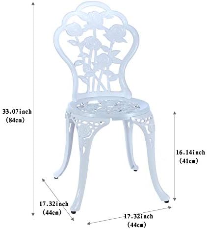 C/G 3-Piece Bistro Set - Outdoor Patio Table Set, Anti-Rust Cast Aluminum, White - Image 3