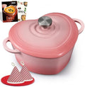 Overmont Enameled Cast Iron Dutch Oven - 2QT Pink Heart-Shaped Mini Pot by Overmont