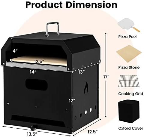 COSTWAY Outdoor Pizza Oven, 4-in-1 Detachable Pizza Oven with Pizza Stone - Image 6