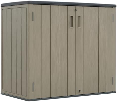 ZZM 37 Cu.ft Outdoor Storage Shed with Floor HDPE Double-Wall Resin Sheds Outdoor Storage, Lockable Weatherproof Storage Cabinet Fit for Garden Tools, Garage can, Bike, Patio Furniture, Brown by ZZM