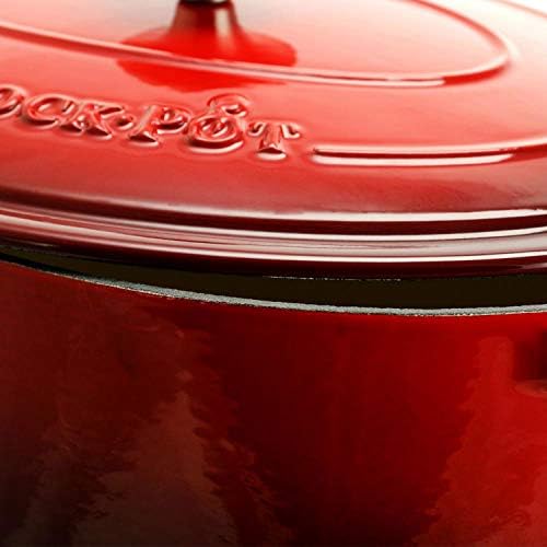 Crock-Pot Artisan Oval Enameled Cast Iron Dutch Oven, 7-Quart, Scarlet Red - Image 6