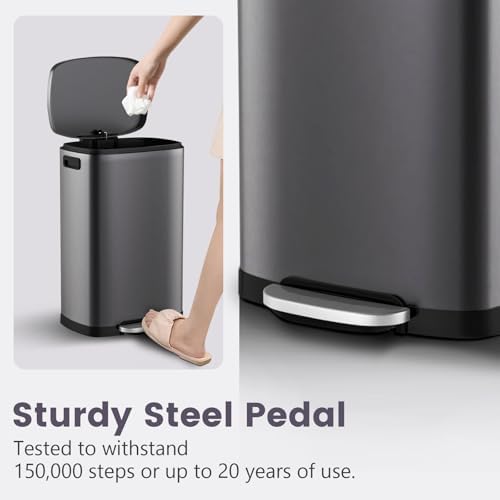 ELPHECO Kitchen Trash Can with Lid 13 Gal Stainless Steel Pedal Garbage Can - Image 5