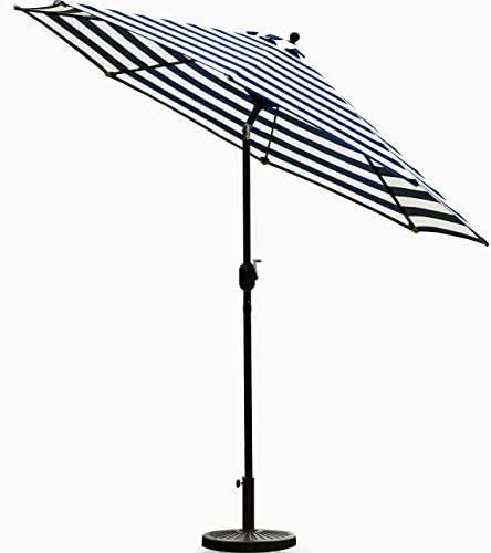 Sunnyglade 7.5' Patio Umbrella Outdoor Tilt Umbrella Blue/White Stripe - Image 2