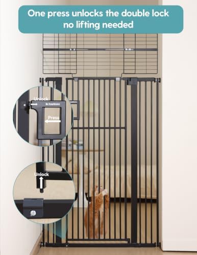 No Pawblems 71" Extra Tall Pet Gate, 29"-43" Wide Pressure Mounted, Black - Image 4