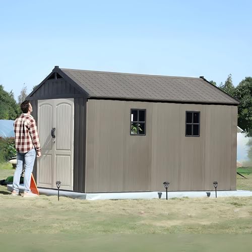 Patiowell 8x12 FT Resin Outdoor Storage Shed with Floor, Chocolate - Image 4