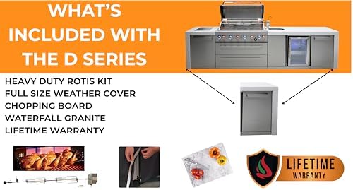 Mont Alpi MAi400-DFC-NG 4-Burner 78000 BTU Deluxe Stainless Steel Modular Outdoor Kitchen Island Grill with MANGK Natural Gas Conversion Kit + Fridge Cabinet, Granite Countertops & 2 Infrared Burners - Image 3