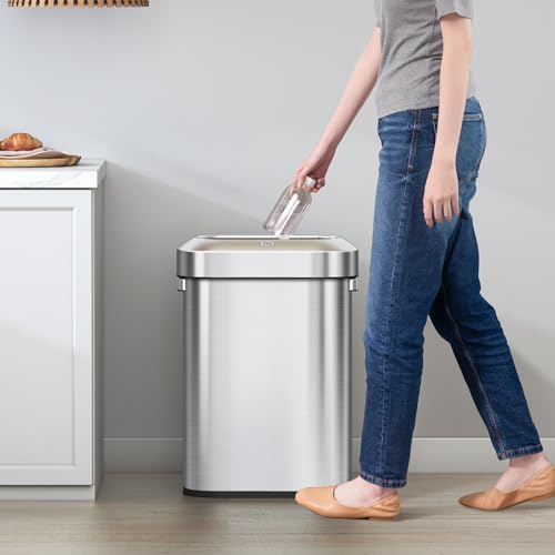 EKO Urban 16 Gallon/60 Liter Open Top Stainless Steel Slim Commercial Trash Can, Tall Kitchen Trash Bin, Heavy-Duty Commercial Grade Large Garbage Bin for Home, Office, Hotel, Cafe, Restaurant, Dorm - Image 2