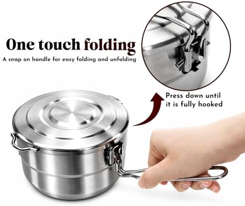 ZOOFOX 18/10 Stainless Steel Camping Pot, 1.5 Quart Food Grade Small Pot with Lid, Locking Handle and Storage Bag, Portable Lightweight Saucepan for Outdoor Cooking, Backpacking, Hiking and Picnic - Image 4