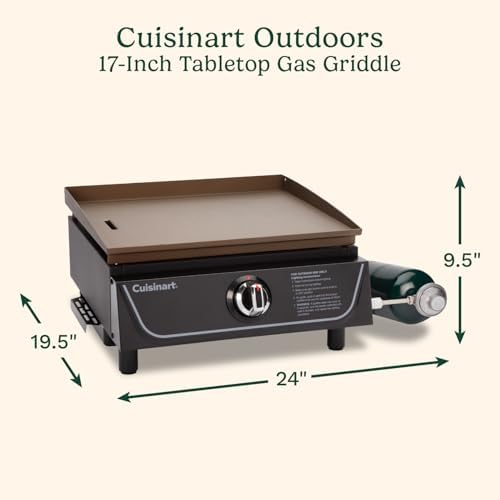 Cuisinart 17” Tabletop Gas Griddle, Easy Assembly Compact Outdoor Flat-Top Grill with Grease Cup, 255 Sq. In Cooking Space Perfect for Camping, Tailgates & BBQs - Image 2